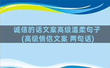 诚信的话文案高级温柔句子(高级情侣文案 两句话)